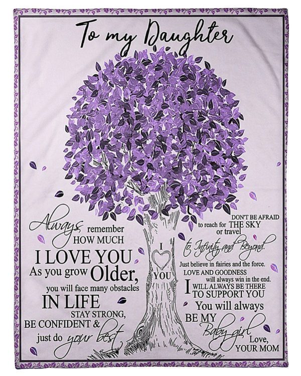 To My Daughter Love You Mom Purple Color Blanket