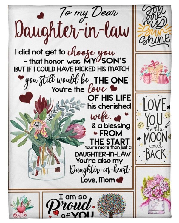 To My Daughter-in-law You Are Also My Daughter-in-heart Gifts From Mom Blanket