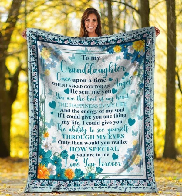 To My Granddaughter Flower Printed Blanket