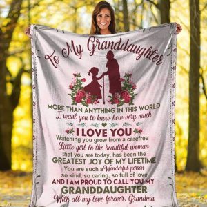 To My Granddaughter Flower  Soft Blanket