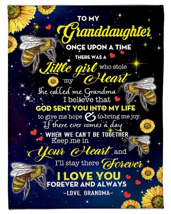 To My Granddaughter God Sent You Into My Life Flower And Bee  From Grandma Blanket