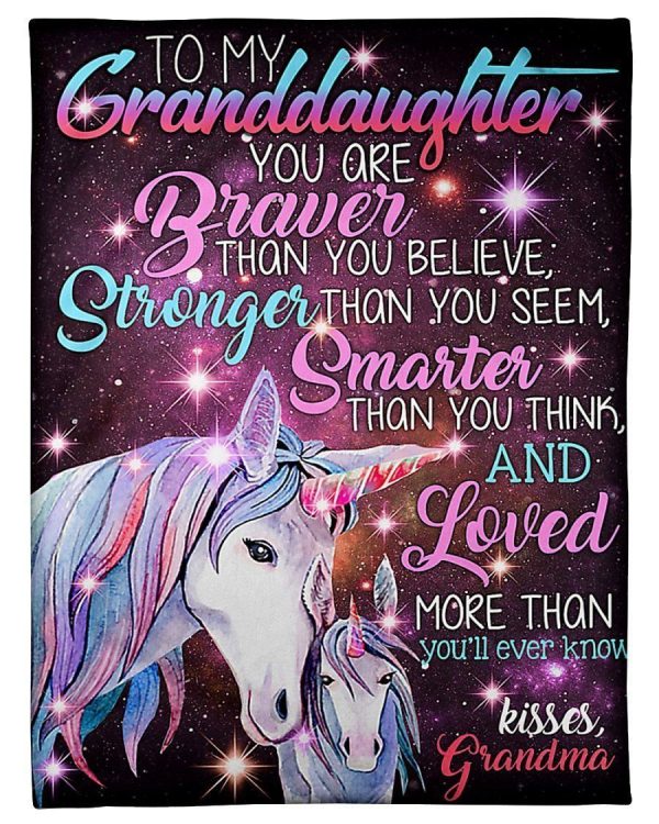 To My Granddaughter Kisses From Grandma Gift Blanket