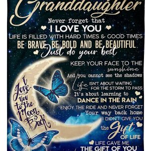 To My Granddaughter Love You To The Moon And Back Love Your Grandma Blanket