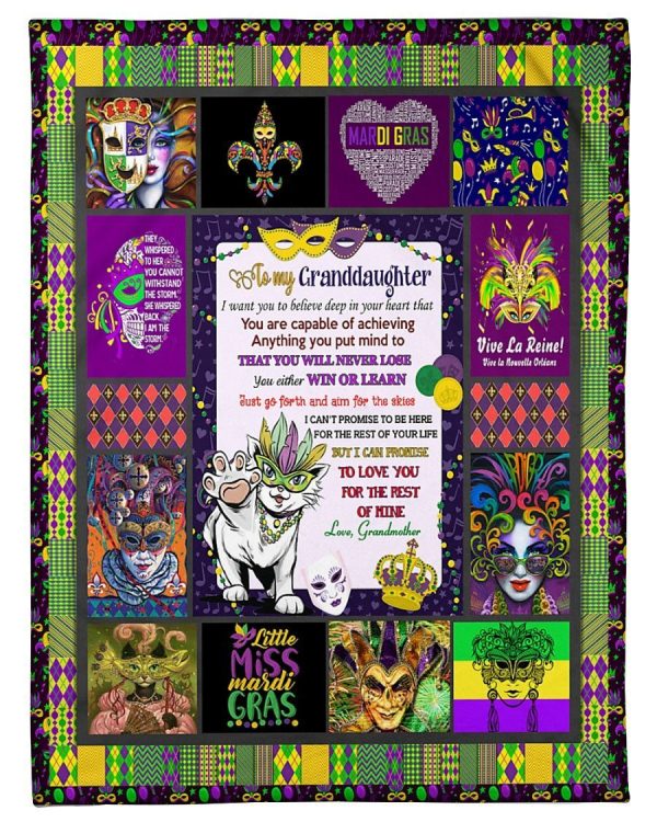 To My Granddaughter Mardi Gras Blanket