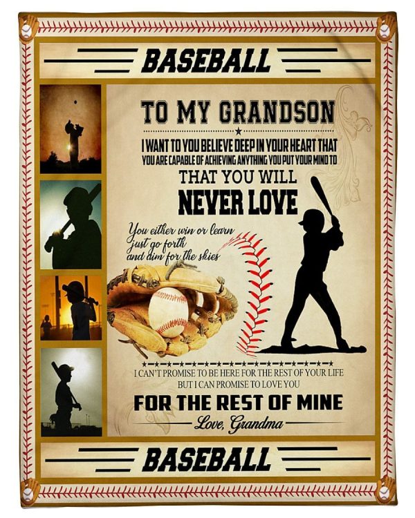 To My Grandson Just Plays Baseball Blanket