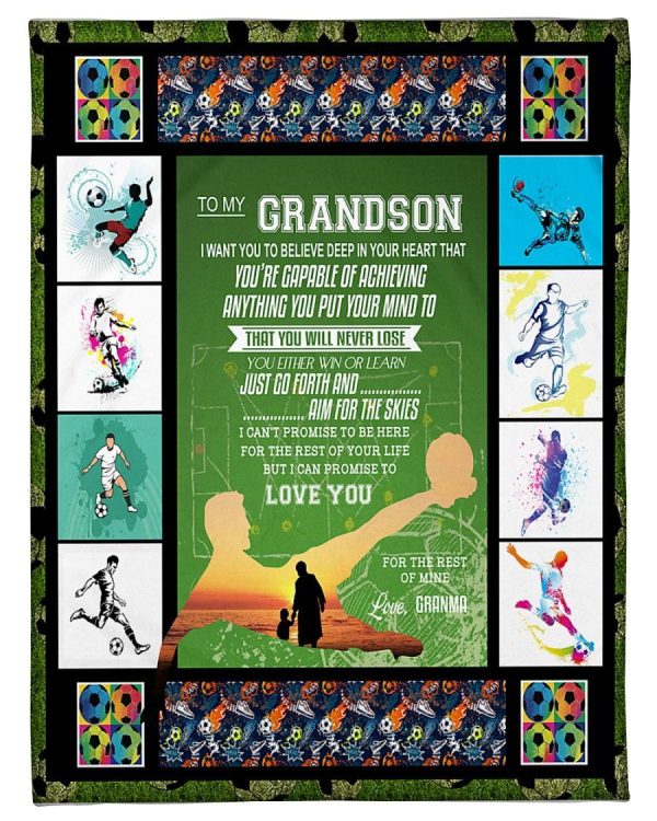 To My Grandson Soccer Blanket