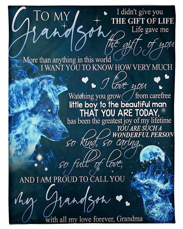 To My Grandson With All My Love Forever Grandma Blanket