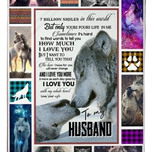 To My Husband How Much I Love You Wolves Blanket