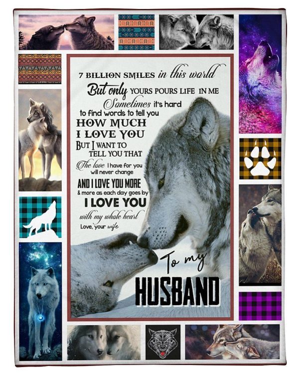 To My Husband How Much I Love You Wolves Blanket