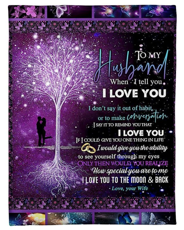 To My Husband I Love You To The Moon And Back Anniversary Gift Blanket