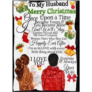 To My Husband Merry Christmas I Love You Printed Blanket