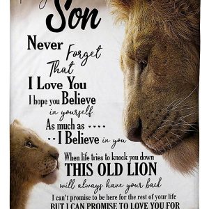 To My Son Never Forget That I Love You Lion Gifts From Dad Blanket