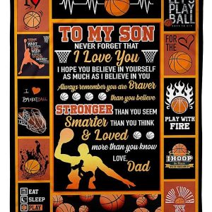 To My Son Who Loves Basketball Gift From Dad Blanket