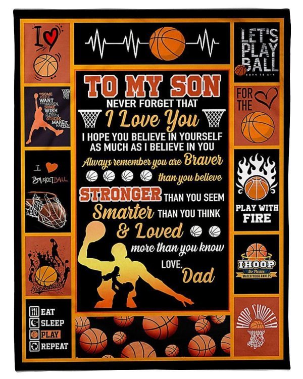 To My Son Who Loves Basketball Gift From Dad Blanket