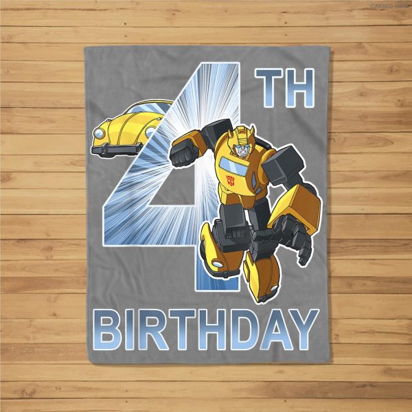 Transformers Bumblebee 4Th Birthday Fleece Blanket