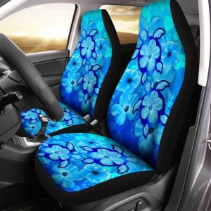 Turtle Hibiscus Car Seat Covers Custom Blue Car Accessories