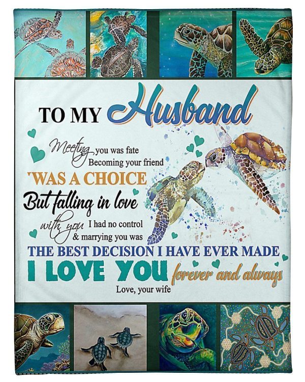 Turtle To My Husband I Love You Forever And Always Blanket