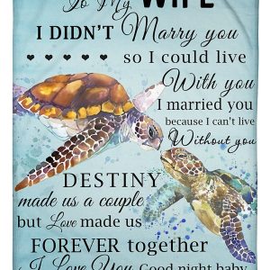 Turtles Lovely Message From Husband Gifts For Wife Blanket