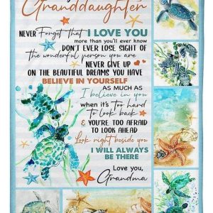 Turtles Never Forget That I Love You Grandma Gift For Granddaughter Blanket