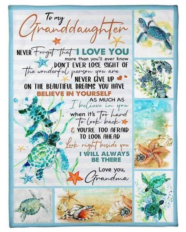 Turtles Never Forget That I Love You Grandma Gift For Granddaughter Blanket