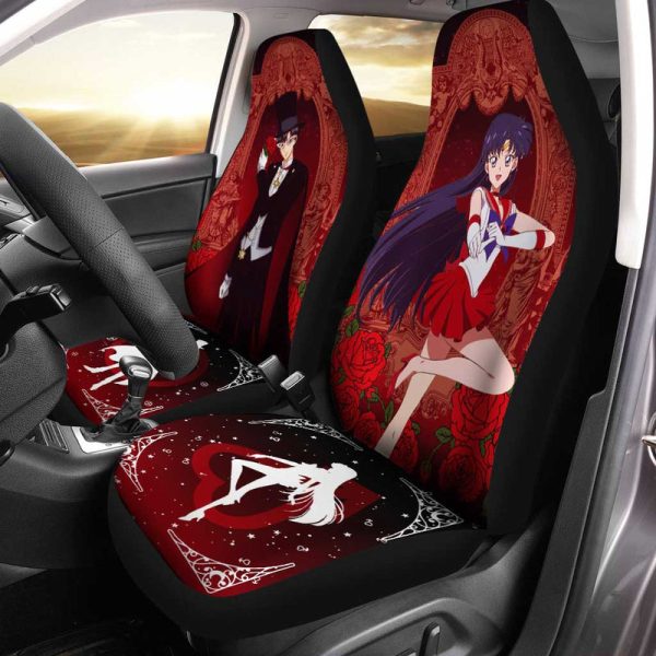 Tuxedo Mask and Sailor Mars Car Seat Covers Custom Anime Car Accessories