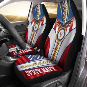 U.S Navy Car Seat Covers Custom USN Car Accessories For Veteran Patriotic