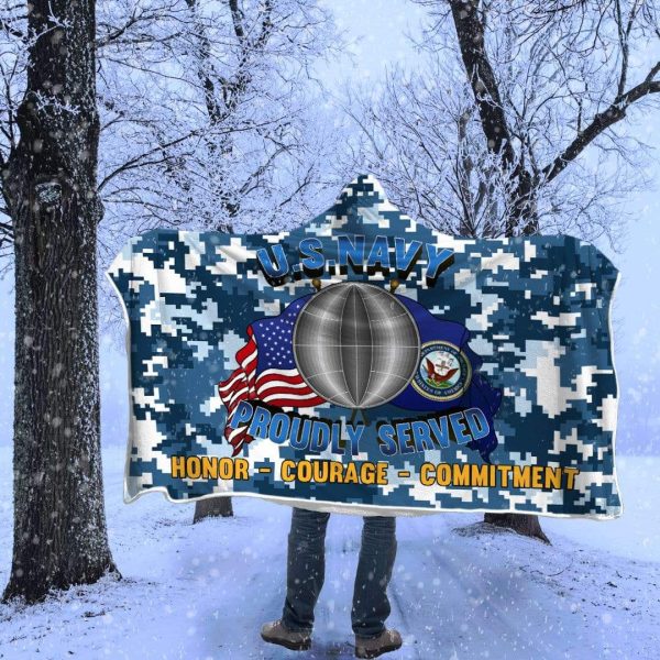 U.S Navy Electrician’s mate Navy EM Proudly Served Hooded Blanket