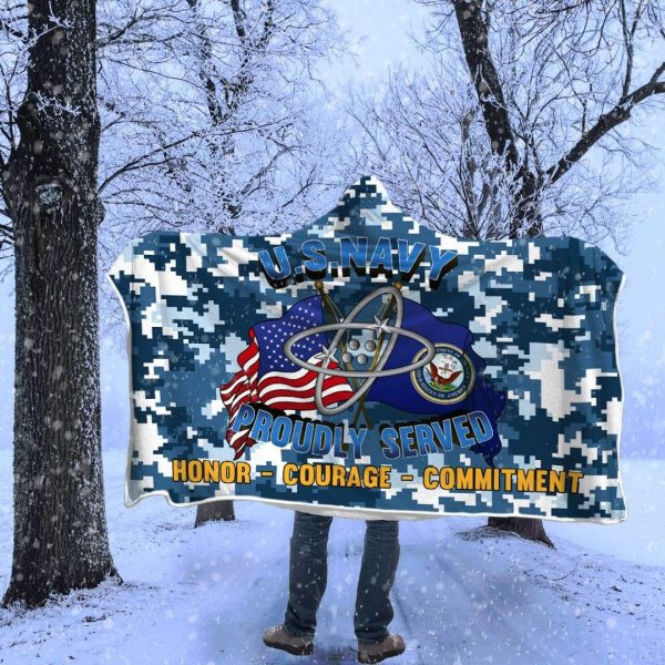 U.S Navy Electronics technician Navy ET Proudly Served Hooded Blanket