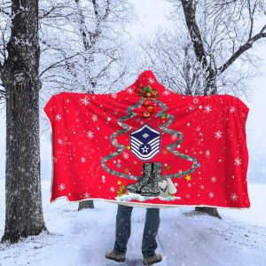 US Air Force E-7 First sergeant E-7 Rank Christmas Hooded Blanket