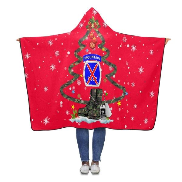 US Army 10th Mountain Infantry Division – Christmas Hooded Blanket