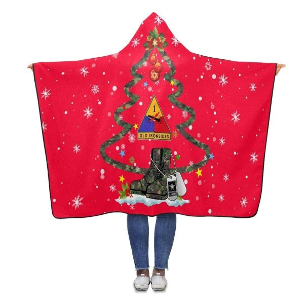 US Army 1st Armored Division – Christmas Hooded Blanket