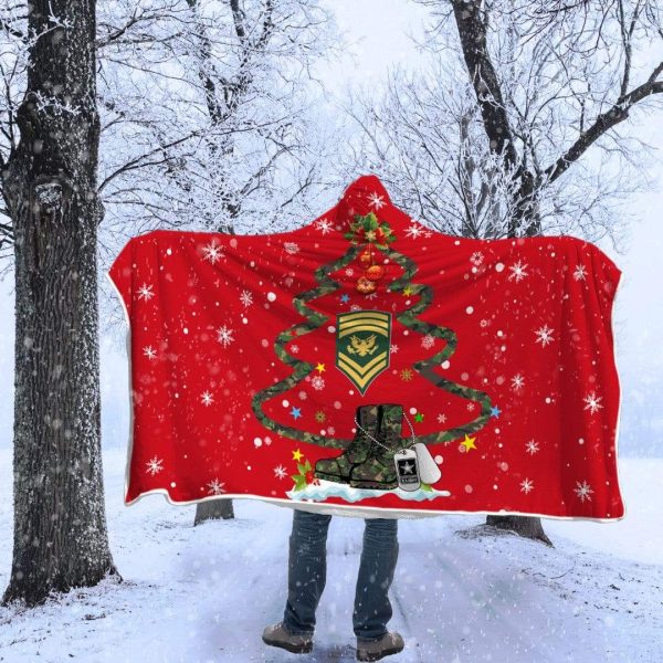 US Army E-9 SPC E9 Specialist Ranks – Christmas Hooded Blanket