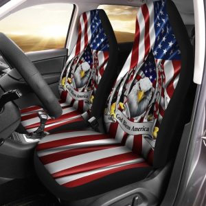 USA Flag Eagle Car Seat Covers Custom God Bless America Car Accessories