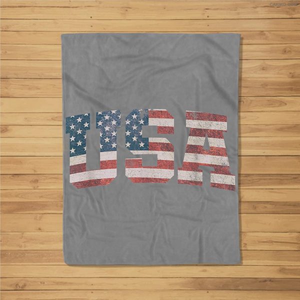 Usa Us Flag Patriotic 4Th Of July America Fleece Blanket