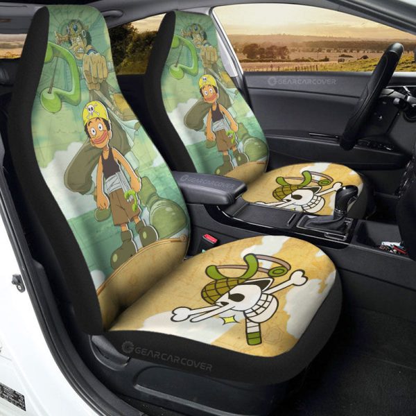 Usopp Car Seat Covers Custom One Piece Map Anime Car Accessories