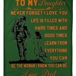 Veteran Lovely Message From Dad Gifts For Daughters Blanket