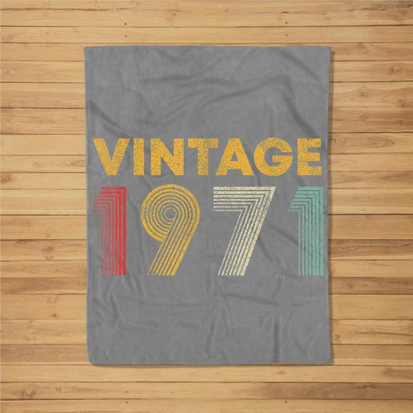 Vintage 1971 50Th Birthday Gift Men Women 50 Years Old Fleece Blanket