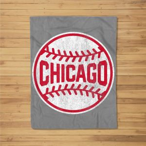 Vintage Chicago Baseball Stitches Fleece Blanket