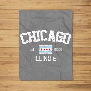 Vintage Chicago Illinois Est. 1833 Gift Fleece Blanket