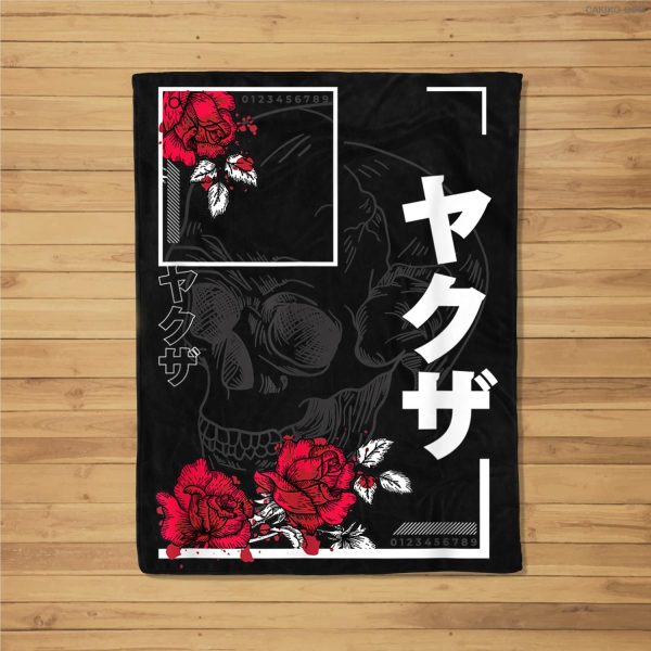 Retro Skull Japan Fleece Blanket