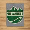 Vintage Milwaukee Wisconsin Cityscape Basketball Fleece Blanket