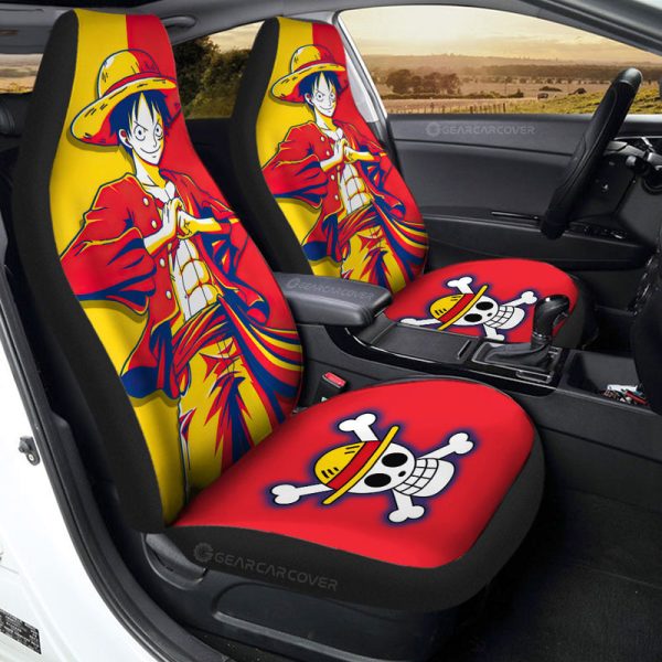 Vintage Monkey D. Luffy Car Seat Covers Custom Anime Car Accessories For One Piece Fans