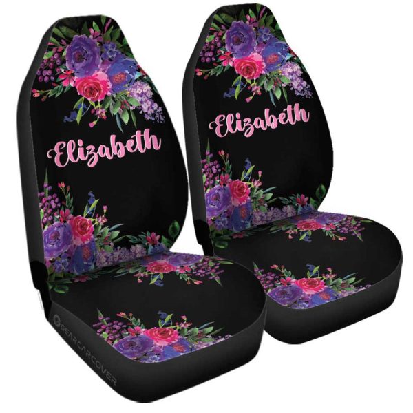 Violet Flowers Car Seat Covers Custom Personalized Name Car Accessories