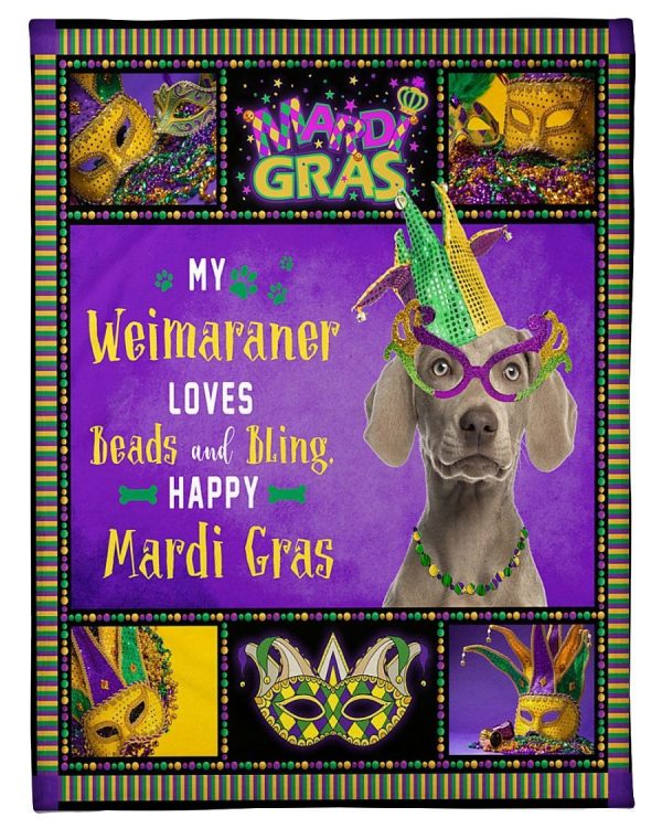 Weimaraner Mardi Gras Blanket