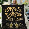 Wife Husband  – Mr & Mrs Happy Wedding Personalized Blanket