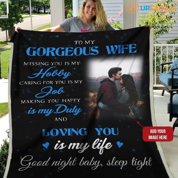 Wife  – To My Gorgeous Wife Missing You Is My Husband Loving You Is My Life Good Night Baby Blanket