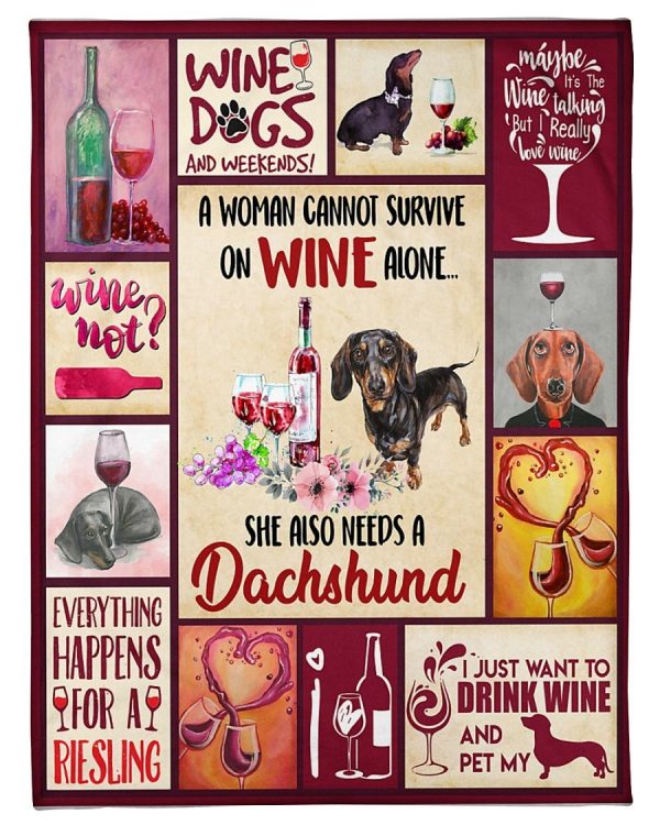 Wine And Dachshund Blanket