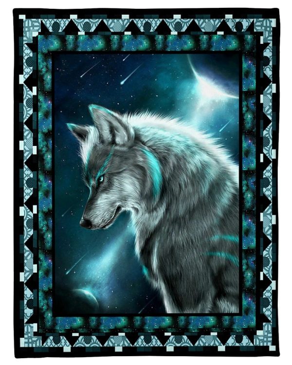 Wolf And Moon Fantasy Blanket