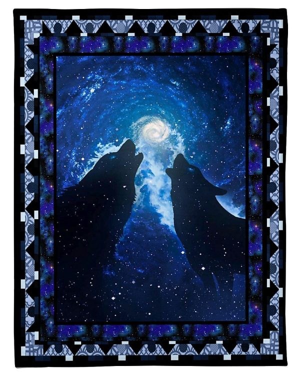 Wolf Couple Moon Blanket