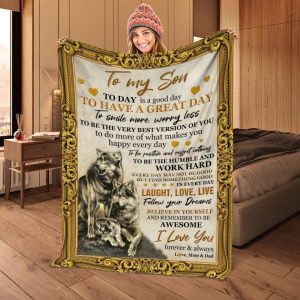 Wolf Dad Gift For Son Love You Forever And Always Throw Blanket